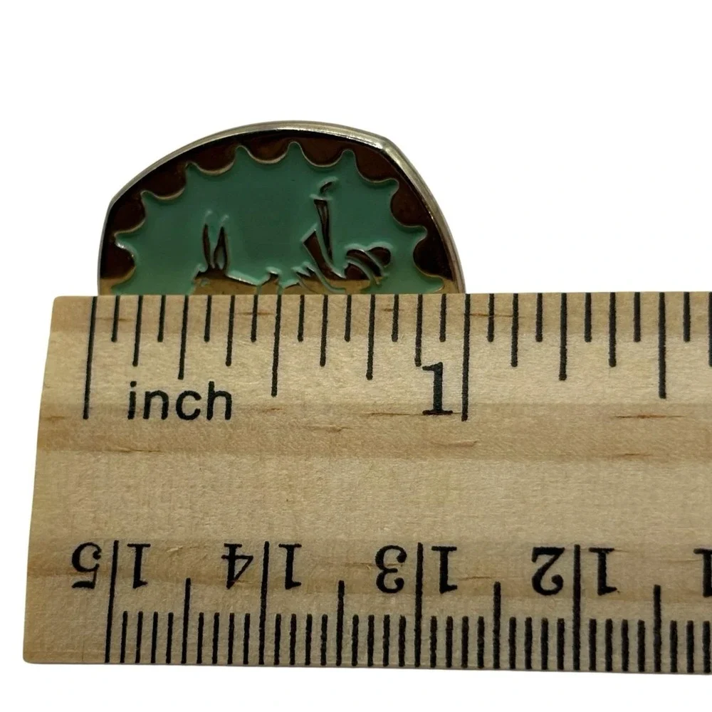 Western Man on Donkey Jackass Bullet Back Cufflinks Teal Green Gold Tone Vintage